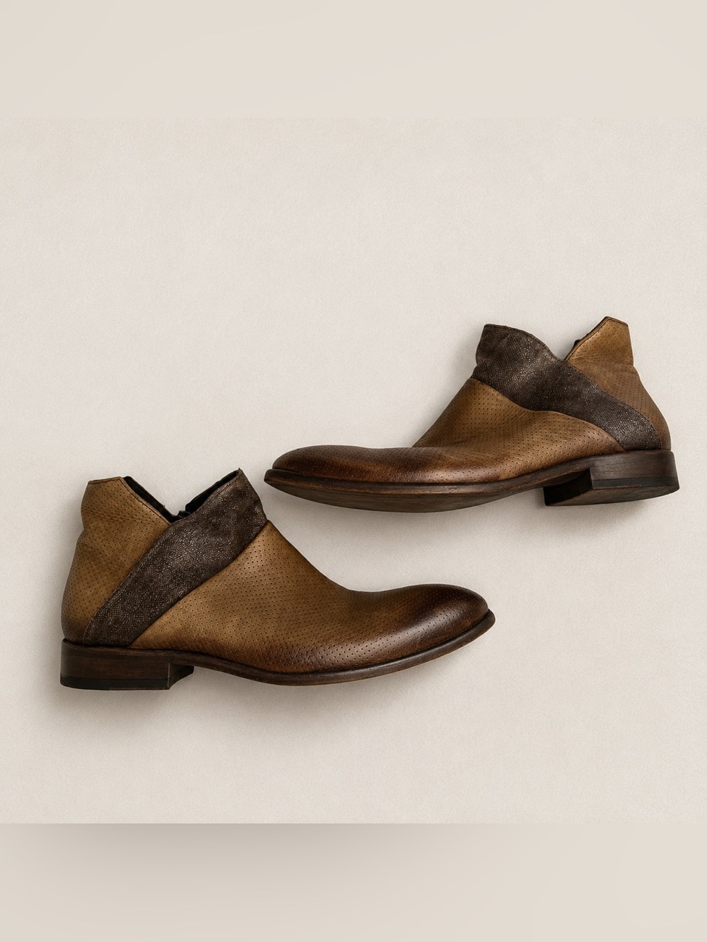 JO GHOST Men’s EU 39 Brown Leather Shoes Made in Italy Two Tone Ankle Loafers